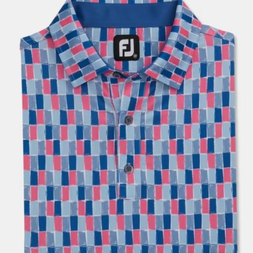 NWT! FootJoy Men's Print Tile Lisle Golf Shirt